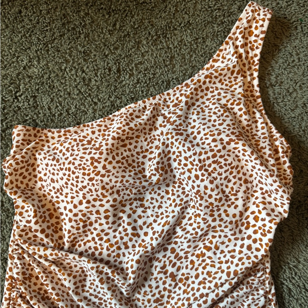 J. crew one shoulder leopard animal print swim suit ONE PIECE - Picture 3 of 9